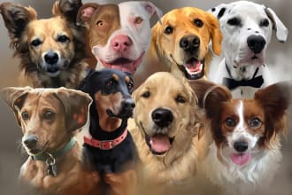 draw illustration animal pet cartoon portrait vector art