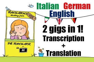transcribe and translate from video or audio german italian english