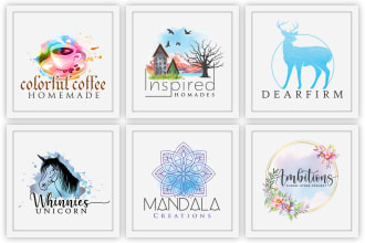 design hand drawn watercolor logo within 24 hours