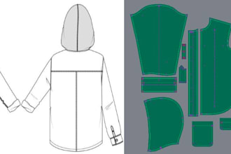 do tech pack, measurement chart for any size range,design