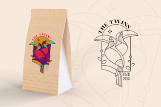 create vintage badge in monoline style unique logo design