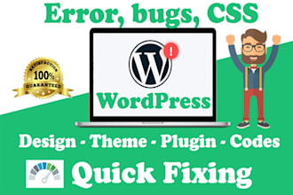 fix wordpress bug and error within 1 hour