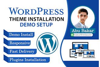 install wordpress and setup demo of the theme and plugins