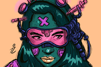 draw you a cyberpunk illustration portrait