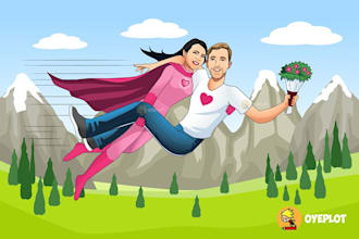 draw unique cartoon couple illustration