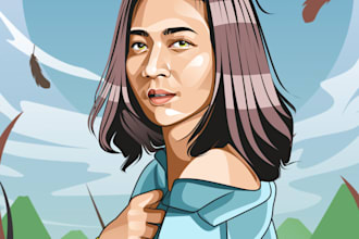 draw your photo into a beautiful vector cartoon