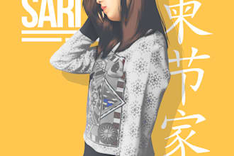 create a face into color vector portrait drawing