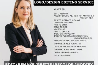 edit remake resize recolor modify your logo and any design
