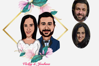 make stunning cartoon for couple,family,wedding