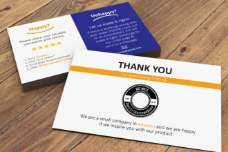 design business, amazon thank you card, product insert card, packaging design