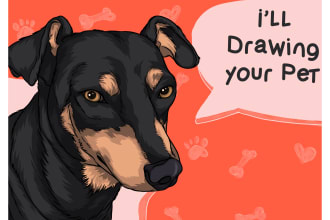 drawing pet dog cat any animal cartoon illustration