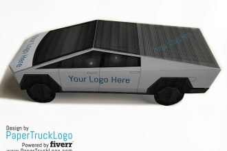 make a papercraft tesla cybertruck with your logo on it