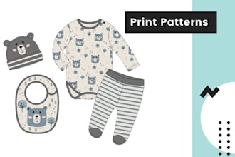 design print patterns on babies clothing sets