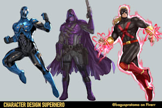 create concept art superhero character design for comics