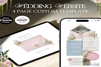 design editable wedding invitation website template in canva