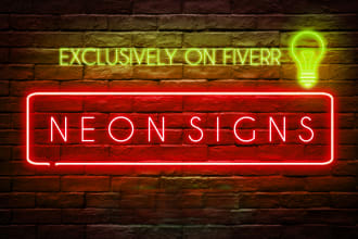 design 3d realistic neon logo creation, neon sign, and neon light