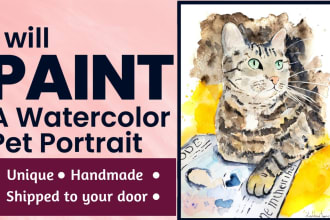 draw a handmade watercolor pet portrait painting