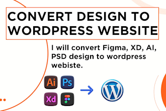 convert xd, figma PSD ai to wordpress website with elementor