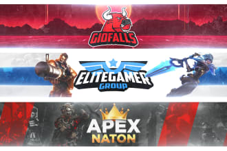 design youtube banner, twitch, twitter, and gaming banner