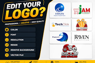 alter, resize, vectorize and redesign your logo professionally