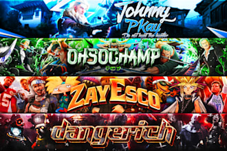design gaming or anime banner for youtube, twitter, twitch