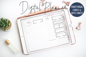 design custom digital planner or printable planner, calendar for ipad goodnotes