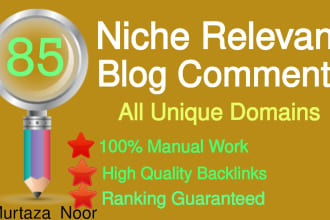 provide unique domains  niche relevant manual blog comment backlinks