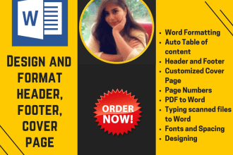 design,fix headers, footers, cover page and format word doc