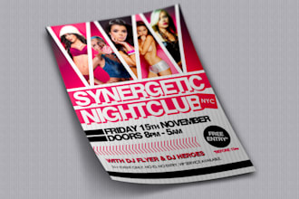 design party flyer for club, dj, music, concert, event, brithday