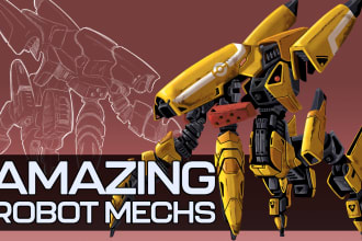 design robots and concept art of futuristic mecha