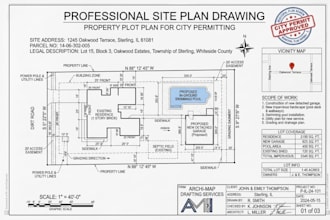 draw professional site plan and plot plan for permit approval