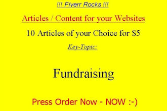 give you the chance to PICK 10 different Fundraising Articles as Content for your Website Blog Emails Newsletter with full Rights included