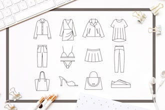 create set simple custom vector line icons