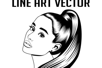 design line art vector portrait in black and white style