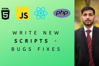 write any script in html, css, javascript, jquery, php