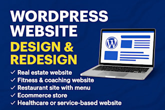 build a wordpress website, elementor design, ecommerce store, and redesign site