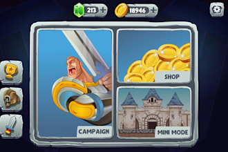 create game design, logo, menus and UX for mobile and desktop