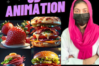 design 3d model, render, and animate photo realistic food