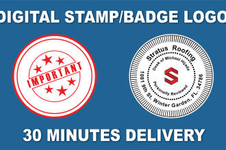 design digital stamp seal, badge logo within 30 minutes