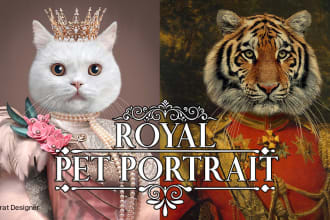 create a digital historical royal pet portrait