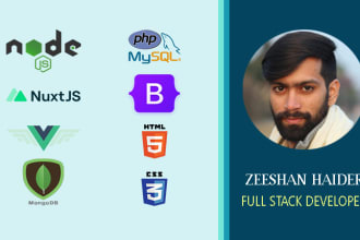 develop and fix node js, vuejs, nuxtjs, sequelize bugs