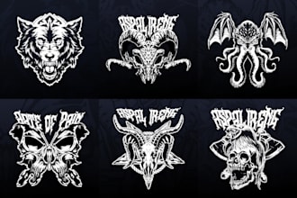 draw black and white dark art for your album cover band