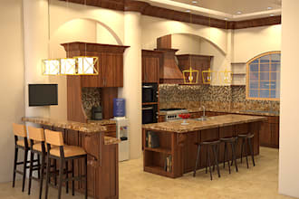 do interior design with detailed plan to your kitchen