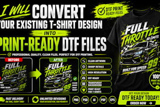recreate and prepare your tshirt design for dtf printing