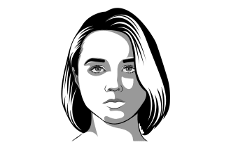 manually vectorized your face into black and white style