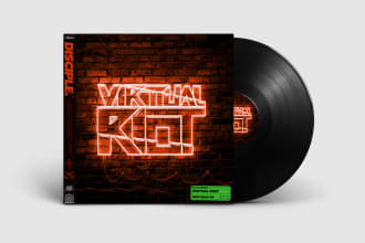 design album cover or cd album with neon light style