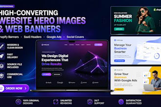 design high converting website hero images and web banners