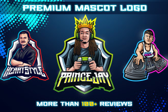design mascot logo from your photo for esports, twitch, streamer, yt, etc