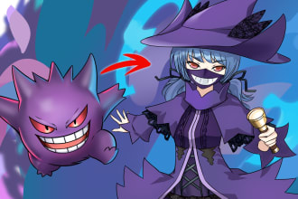 draw anime girl moefication gijinka from any object, fanart illustration