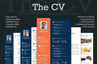 design for your professional cv, resume and portfolio